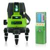 FUKUDA EK-400GX 5-Line Green Laser Level with Receiver, Compatible with Two Lithium Batteries, AA Batteries, and an AC Adapter, 4-Direction Large Squa