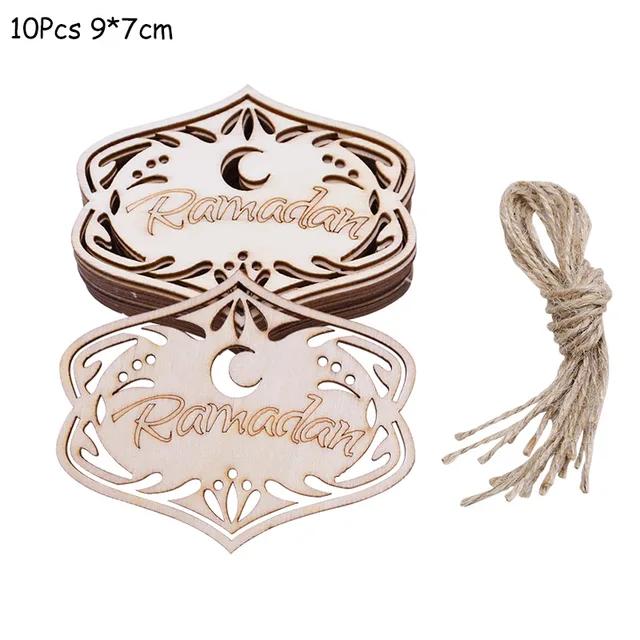 New Wooden EID Mubarak Decoration Ramadan Mubarak Ornaments Islamic Muslim Pendant Eid Al Adha Party Supplies Ramadan Kareem Gif