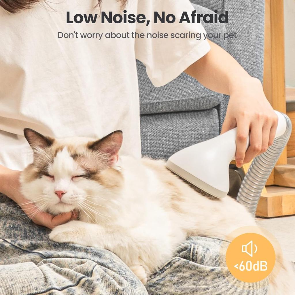 Пылесос для ухода за собаками, более сильное всасывание 13 кПа, 99,9% пылесос для шерсти домашних животных для выпадения шерсти с 5 профессиональными инструментами для ухода, чашка емкостью 1,5 л для стрижки шерсти собак и кошек