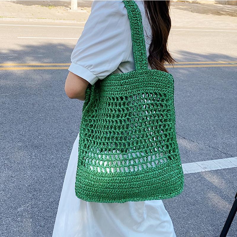 Yogodlns Летняя тканая полая сумка на плечо для женщин ярких цветов, дорожная, морская, пляжная, повседневная большая сумка