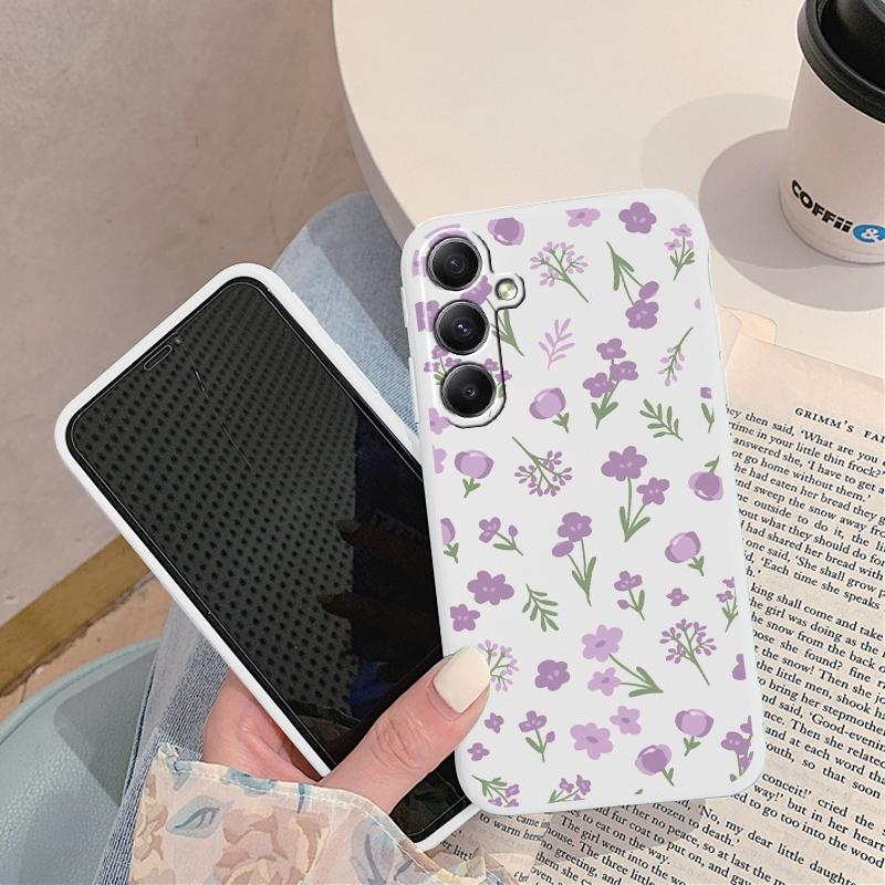 Мягкий силиконовый чехол с цветочным узором для Xiaomi Redmi Note 13 Pro 13C Samsung A55 M35 S24 iPhone Huawei Honor Realme Camera Защитный противоударный чехол