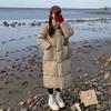 Женский однотонный пуховик в корейском стиле — от средней до длинной длины, утепленный, свободный крой, воротник-стойка, защита от холода, большой размер.