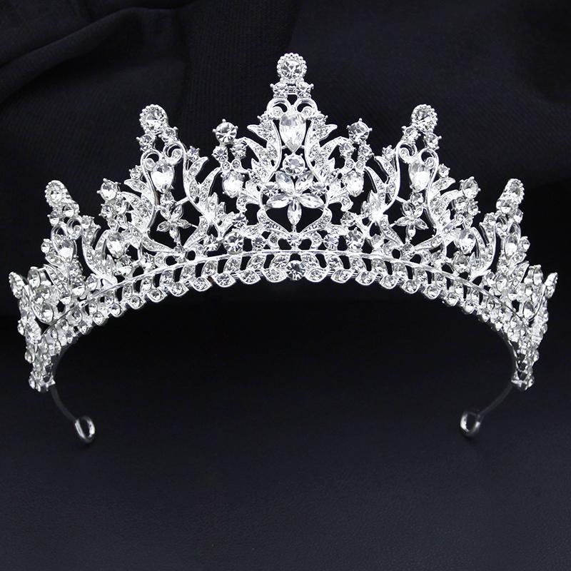 Luxury Flower Crystal Tiaras and Crowns for Bride Women Elegant Bridal Wedding Crown Hair Jewelry Party Prom Accessories