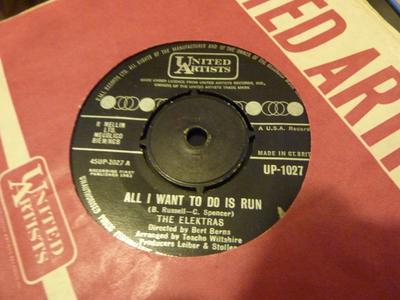 Пластинка 7 дюймов ELEKTRAS - All I Want To Do Is Run UP1027 United Artists 1963 UK Поп Б/у