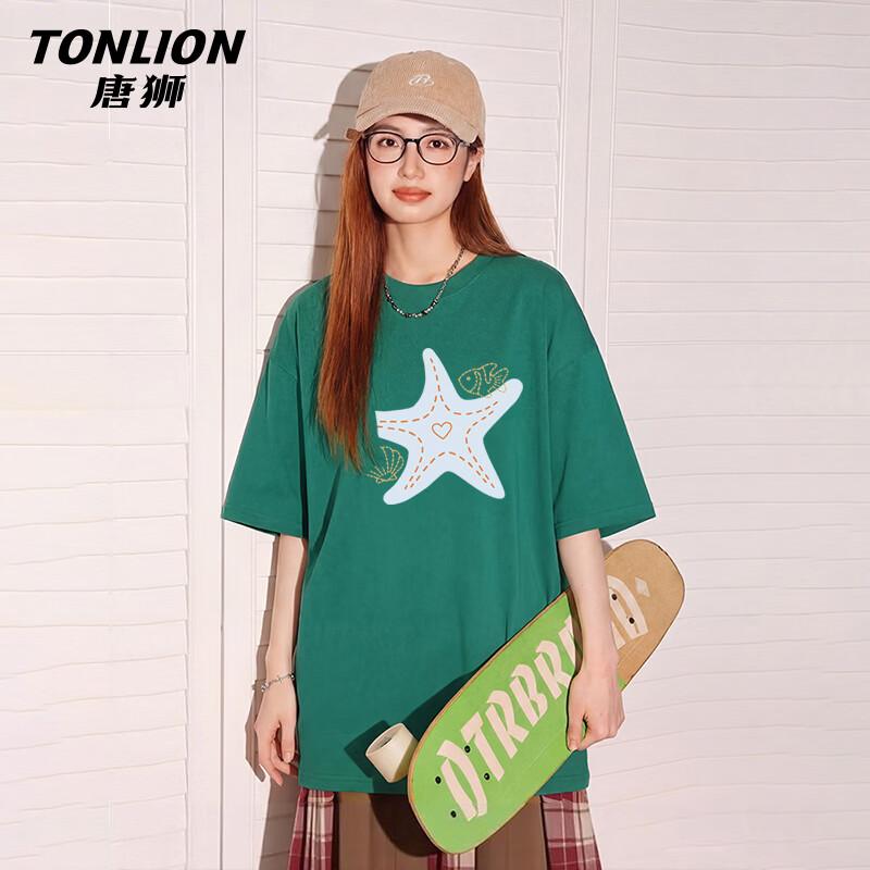 Женская хлопковая футболка TonLion, 200 г/м², свободного кроя, с круглым вырезом