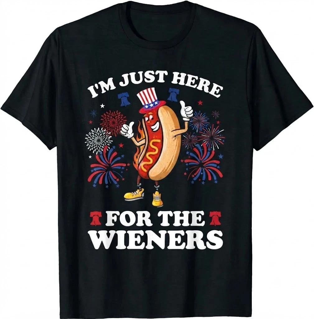 I'm Just Here For The Wieners Hot Dog Funny 4Th Of July T Shirt