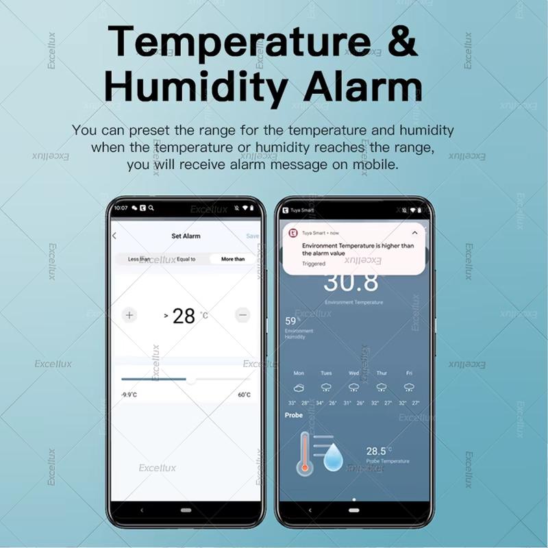 Tuya WiFi/ ZigbeeTemperature Humidity Sensor with External Probe for Smart Life App Alarm Control Support Alexa Google Assistant