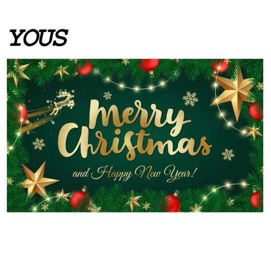 Dekoratives Feiertagsstoff-Weihnachtsbanner, 71x43 Zoll Nikolaus Schlitten Rentier Schneemann Kulisse für Winterwunderland Einfache Montage Türbanner