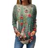 Women's Loose Round Neck Christmas Printed Long Sleeved T Shirt Top Pullover Long Sleeved Sweatshirt