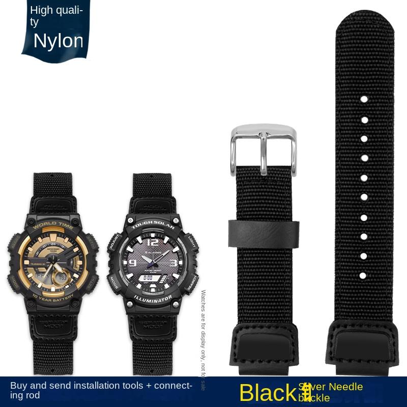 16 мм 18 мм Выпуклый Для мужских часов Casio Ремешок для часов AQ-S810W AEQ-110W MCW-200 Спортивный Дышащий нейлоновый холщовый ремешок для часов Смоляной силиконовый ремешок