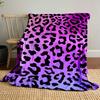 Leopard print pattern on a pink and purple gradient background. for all seasons blanket lunch break throw gift