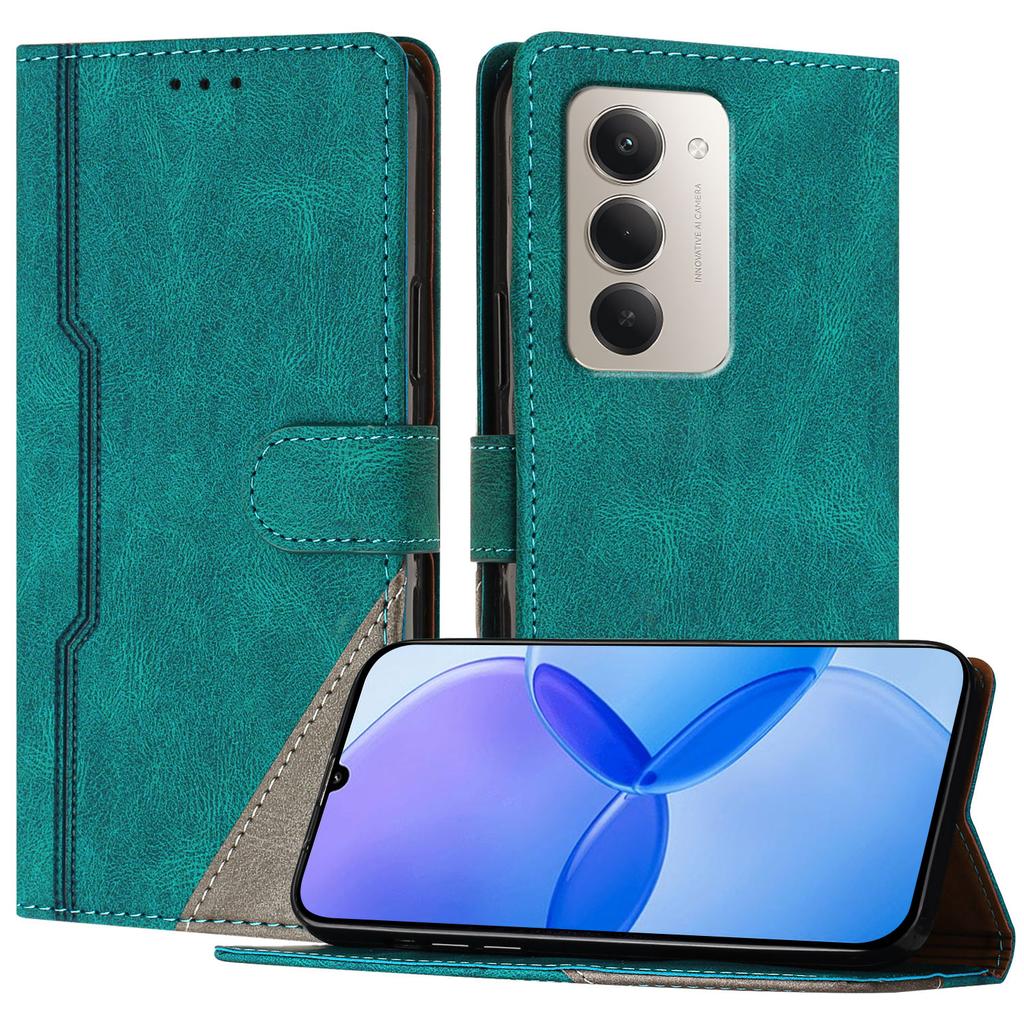 Для Xiaomi Redmi 15 4G (США) (171 мм)/Xiaomi Redmi 15 5G (США) (171 мм) Кожаный чехол Трехцветный лоскутный кошелек Подставка Противоударный чехол для телефона