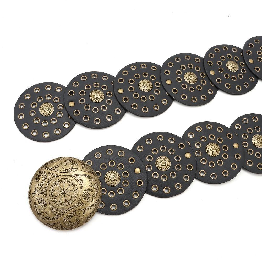 Exaggerated Cowboy Hollow Belt Western Style Wide Disc Belt Disc Belt for Women