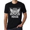 Men’s Vintage Tee Shirt Graphic T Shirt Feel The House Deep Black White Text