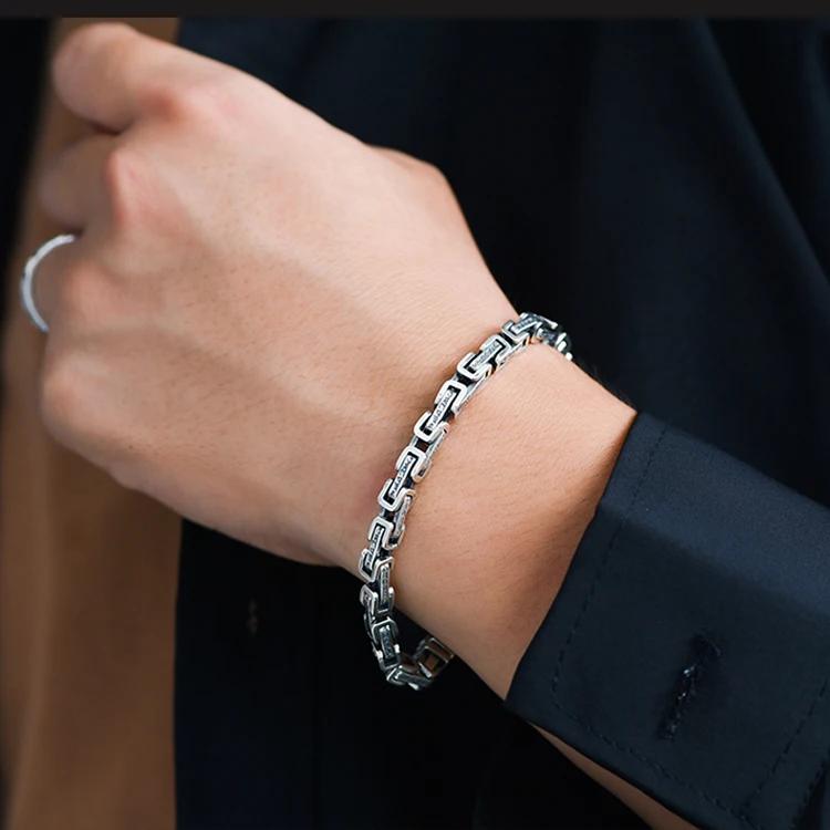 Hanfeng Дракон узор шесть символов мантра кольцо воротник браслет мужской тренд ретро хипстер хип-хоп личность мужской простой