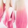 Professional Baddest Ahri Cosplay Wig with Ears Heat Resistant Synthetic Hair Blonde Mixed Pink Wigs + Wig Cap