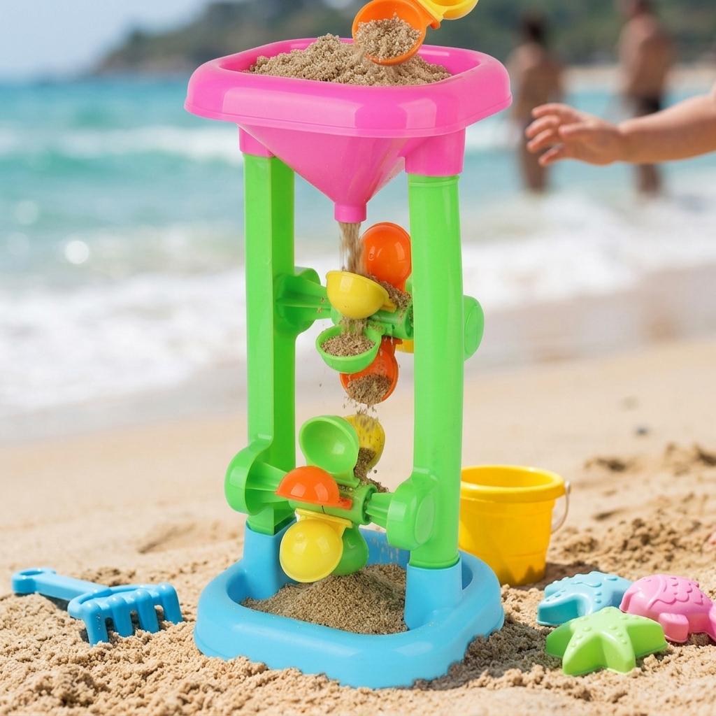 Kids Beach Toy Set Sand Timer And Water Wheel Combination Suitable For Multiple Sand Materials