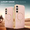 For Samsung Galaxy S24 FE Phone Case Carbon Fiber Textured Electroplated TPU Back Cover