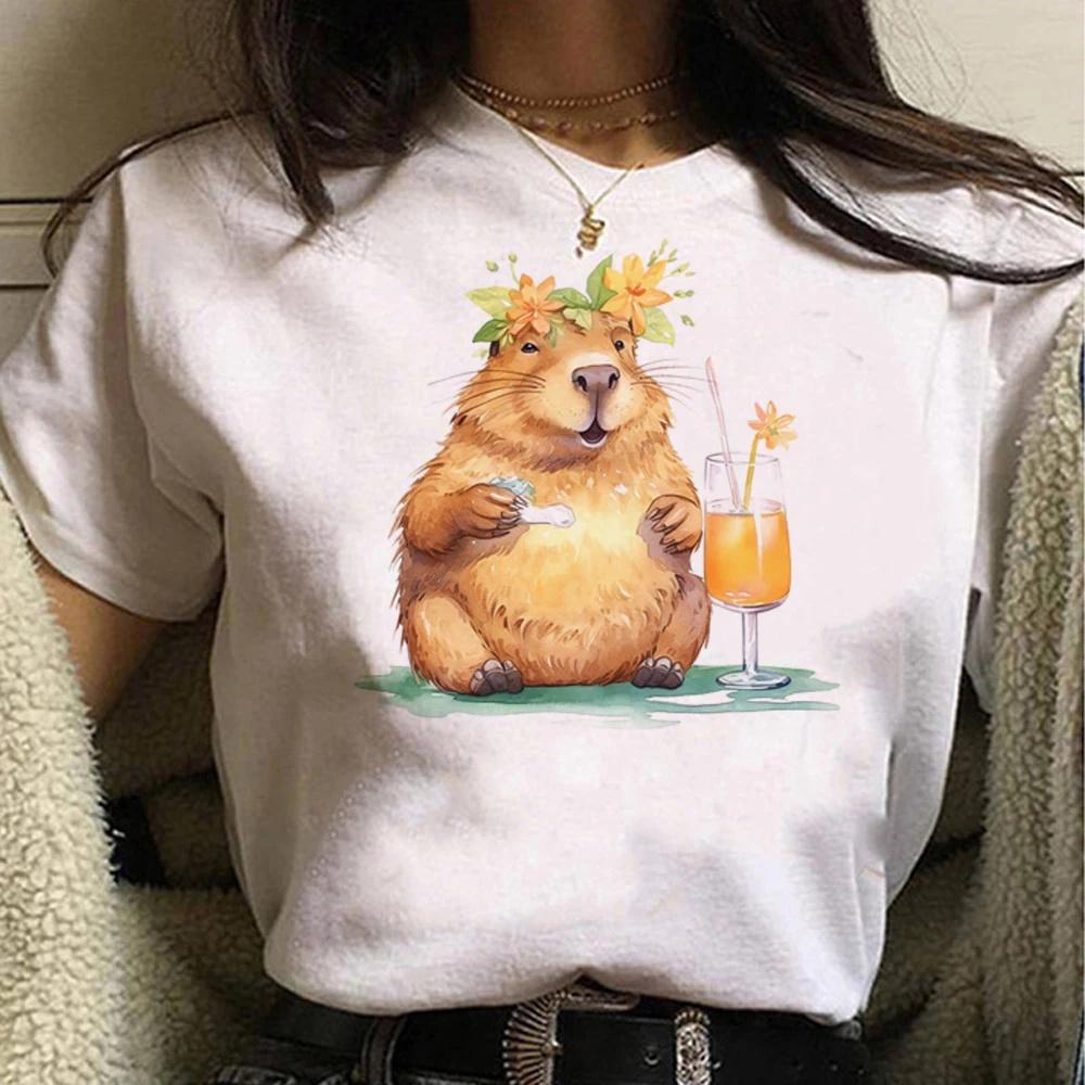 Cute Capybara Clothing T-Shirt Unisex Vintage Cartoon T Shirt FeUnisex Casual Anime Top Tees T Shirt Unisexga Unisex Graphic Tee Tops
