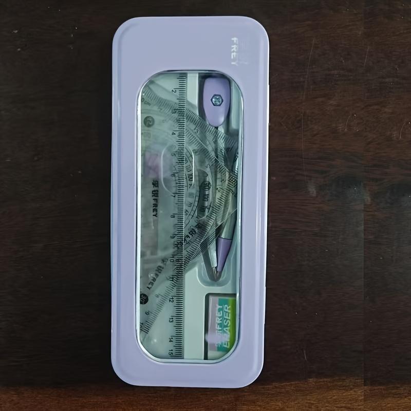 1 набор сверхпрочного 7-в-1 универсального измерительно-чертежного набора с циркулем, транспортиром, линейкой, калькулятором, точилкой для карандашей, ластиком, ручкой