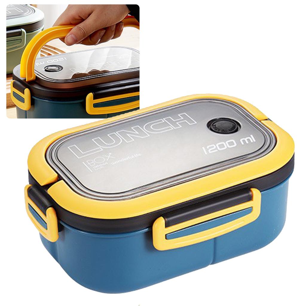 1200 мл Bento Lunch Box Двухслойная изоляция Lunch Box Контейнер с вилкой ложкой для студентов