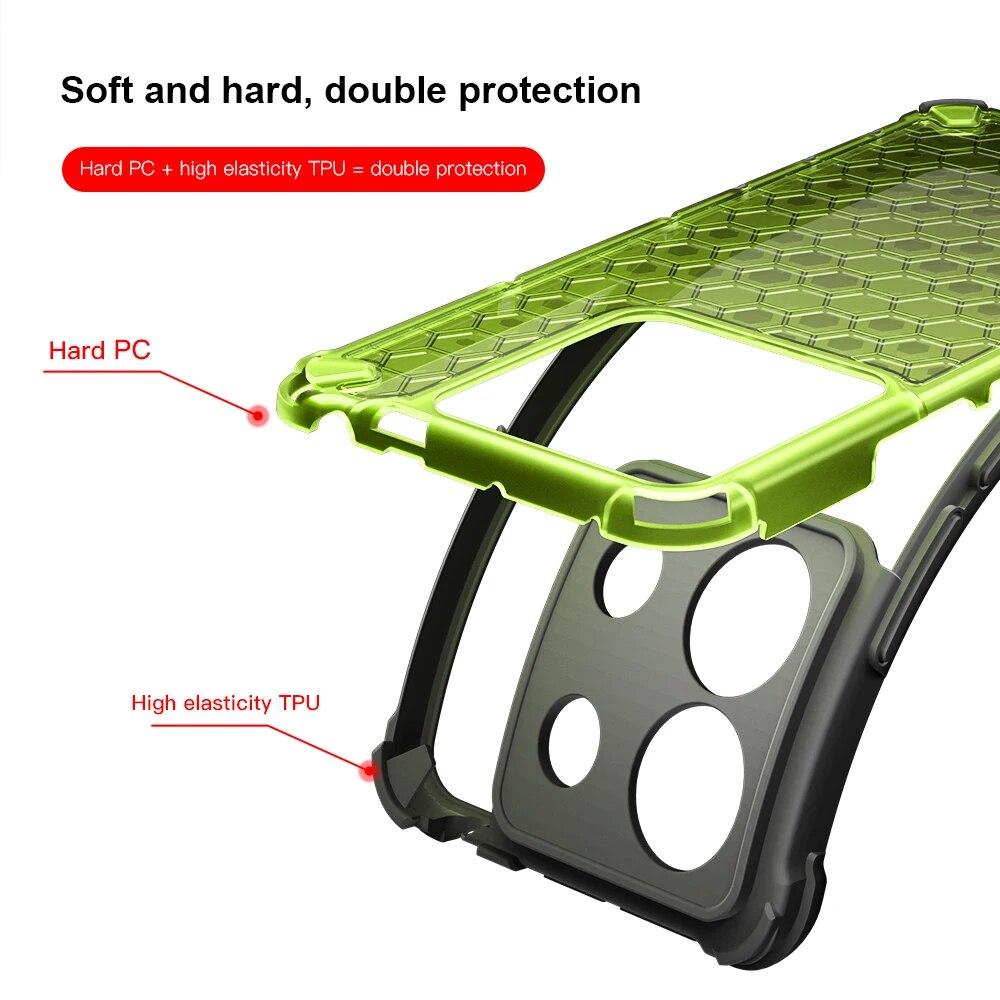 KEYSION Shockproof Armor Case for Redmi Note 13 Pro 5G Silicone+PC Transparent Honeycomb Phone Cover for Redmi Note 13 Pro+ 5G