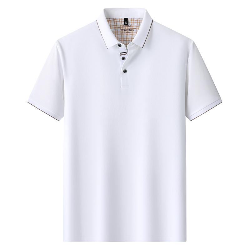 2025 новая летняя мужская однотонная футболка с короткими рукавами из шелка тутового дерева с лацканами, рубашка поло для отдыха