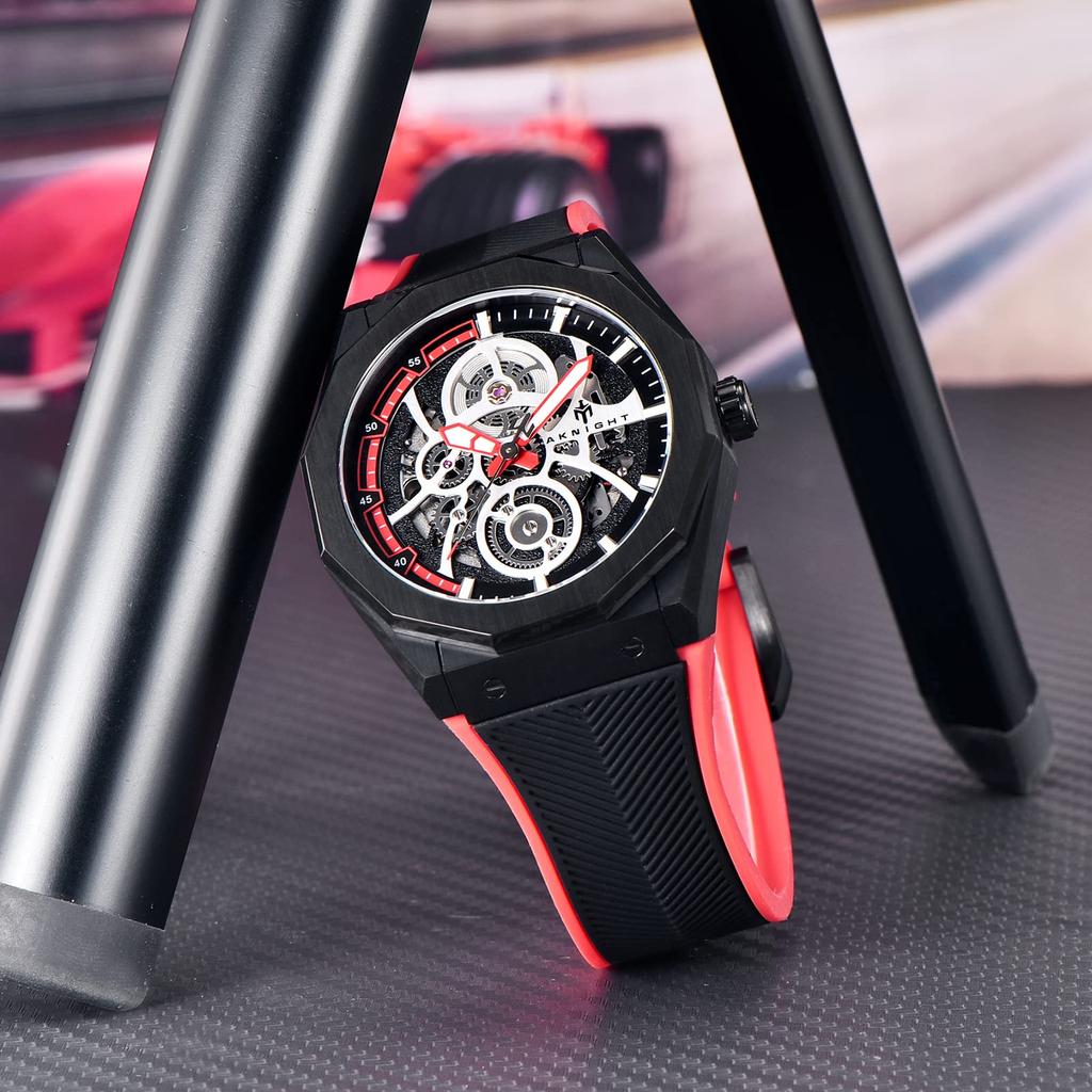 Механические часы Водонепроницаемые 100 м Автоматические часы Скелетон Крутые Стильные наручные часы Роскошные водонепроницаемые светящиеся часы AKNIGHT Мужские мужские