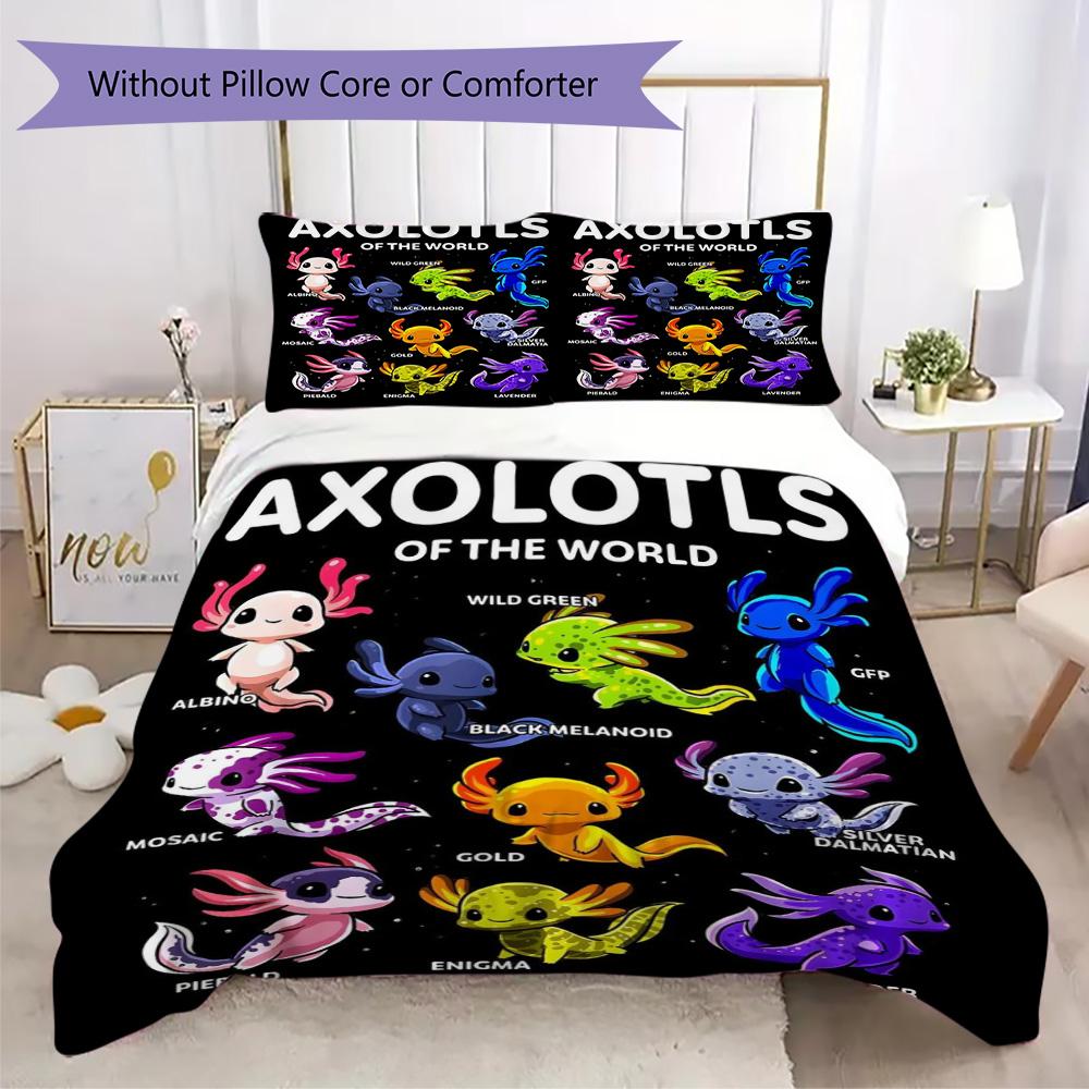 Cute Axolotls Pattern Bedding,Quilt Set Quilt Cover Pillowcase Home Birthday Gift (1*duvet cover+2*pillowcase,without core)XSJT0917064