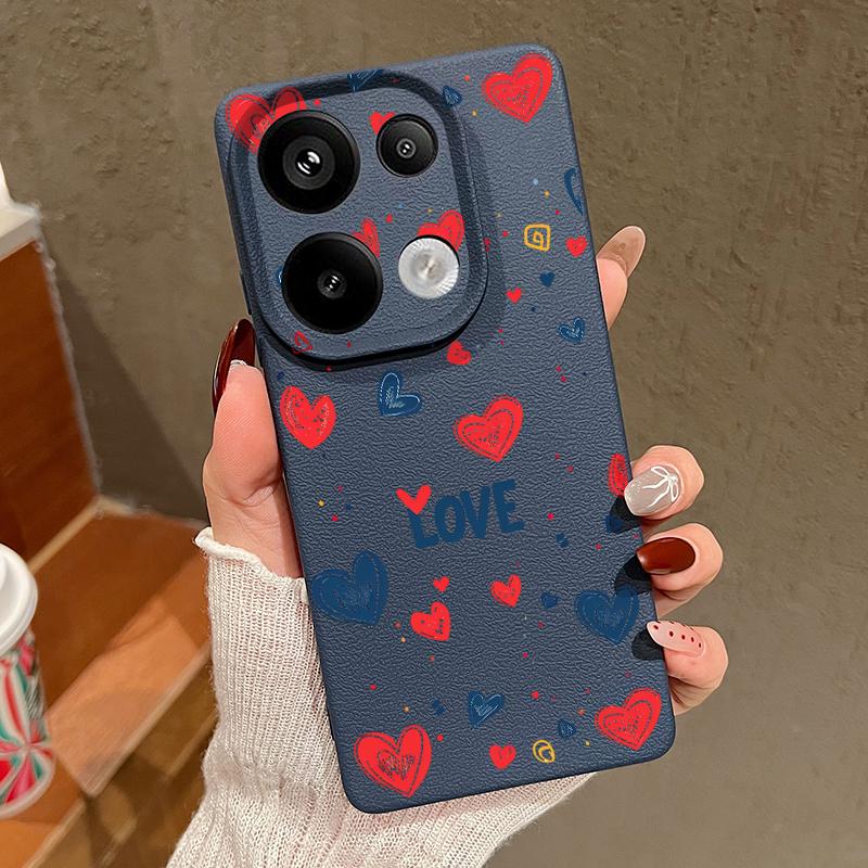Мягкий силиконовый чехол с рисунком сердец любви для Xiaomi 13t Poco X6 M6 Pro Redmi Note 14 13 12 11 10 Pro, ударопрочный, кожаный, текстура, однотонный, тонкий чехол