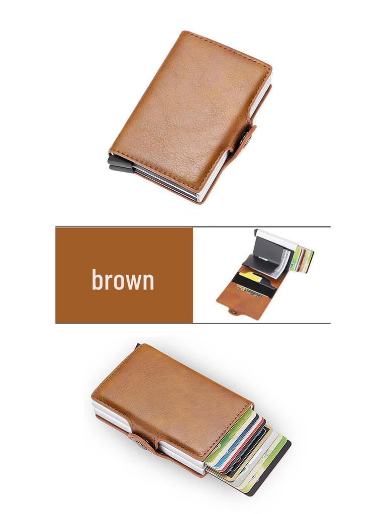 Men's Carbon Fiber RFID Anti-Theft Double Layer Metal Card Holder Wallet