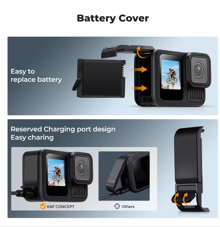 K&F Concept Silicone Sleeve Protective Cover for GoPro Hero 13 Black Battery Side Lid Screen Len Protector Lanyard Action Camera