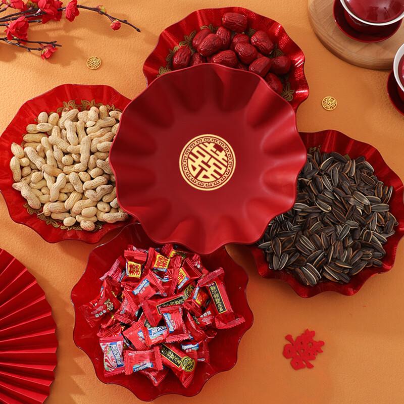 Chinese Red Wedding Double Happiness Serving Plates - Set of 2