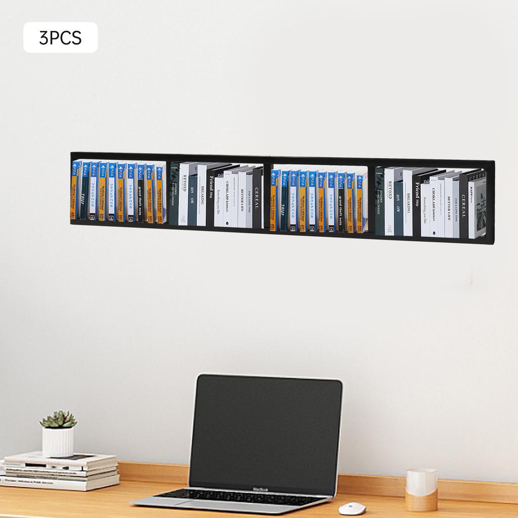 Black Wall Mount 34 Inch Media Storage Rack, CD DVD Organizer Shelf - Metal Bookcase for Video Games, Movies, Blu-ray, Records