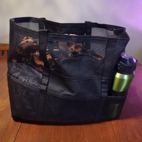 Beach Bag Hollow Mesh Drainage Large Capacity Multi Pockets Quick Dry Portable Shampoo Body Wash Soap