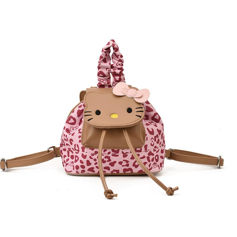 Cartoon Cute Cat Boys And Girls Backpack Fashion Leopard Print Boys And Girls Small Schoolbag Children'S Backpack