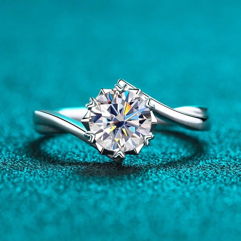 РУЧКА 1 карат D Цвет Муассанит Кольцо s925 Стерлингового Серебра 18 К Белое Золото Вечное Кольцо Свадебные Обручальные Кольца Для Женщин