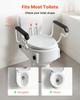 Raised Toilet Seat with Arms, 136.1 kg Load Capacity, 3-Level Adjustable Height, Widened Commode Elevated Toilet Seat Riser with Padded Handles for