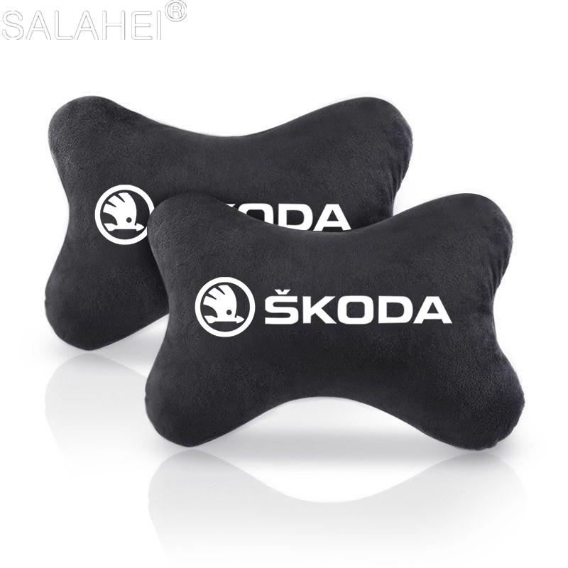 BPCN4 Car Headrest Neck Pillow Seat Belt Shoulder Pad For Skoda Fabia 1 2 Octavia a7 RS Superb Rapid Yeti Karoq Vision Accessories