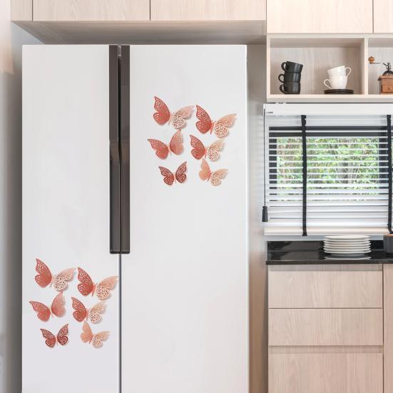 12 Pcs 3D Butterfly Wall Decals 3 Sizes Hollow Butterfly Wall Art Removable DIY Decorative Sticker for Room Office Bedroom Living Room