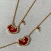 V Gold Book Small Red Lock Ruyi Key Necklace Women's Diamond Agate Collarbone Chain Versatile Light Luxury