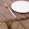 Fitted Round Table Cover Waterproof Oil Proof Tablecloth with Elastic Edges Wood Grain
