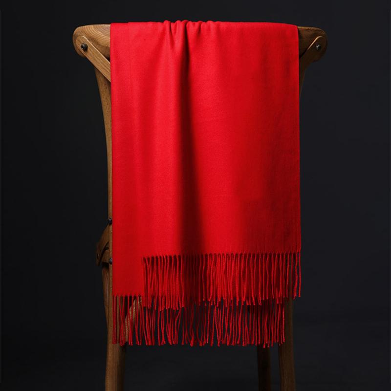 Women Scarf Shawl Soft Thickened Solid Color Winter Warm Tassels Fashion Accessories