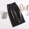 Элегантная юбка из кожи с высокой талией и разрезом на весну для женского сезонного наряда