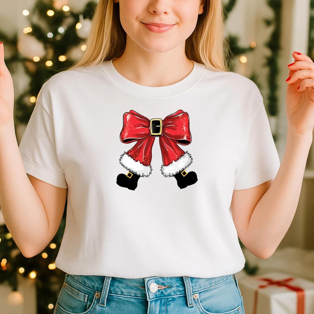 2025 Christmas unisex tshirt,Night before Christmas Family,Santa Bow (CH)