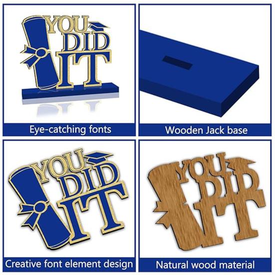 4 шт. центральные украшения для выпускного стола 2025 года, деревянные таблички с поздравлениями с выпускным, украшения для многоярусного подноса, декор выпускного вечера