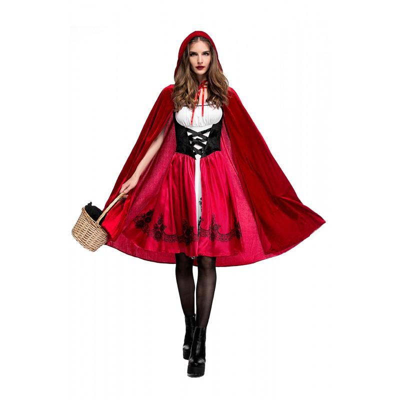 Adult Little Red Riding Hood Costume Halloween Party Cosplay Sweet Style Set Women