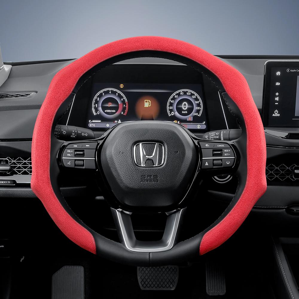 AAALV1 Suitable for Honda Premium Suede Snap-On Steering Wheel Cover Anti-Slip Durable Car Accessories Civic Fit 8Th Gen 8 City Accord 9 10 Vezel 