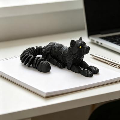 3D-печатная фигурка снежного барса с подвижными суставами Фигурка леопарда Снятие стресса Дикое животное Игрушка-антистресс Украшение для дома и офиса Настольное украшение