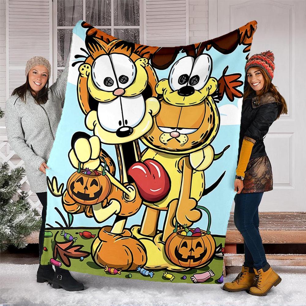 1pc Garfield Outdoor Flannel Blanket, Lightweight Warm Cozy for Travel Camping Office Soft Polyester Fabric